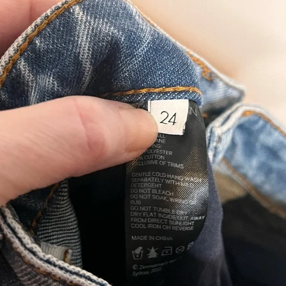 ZIMMERMAN Light Blue Denim Straight Leg Jeans Size 24 non distressed designer - Picture 5 of 6